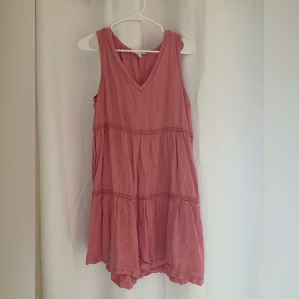 Pink Sleeveless Tiered Dress